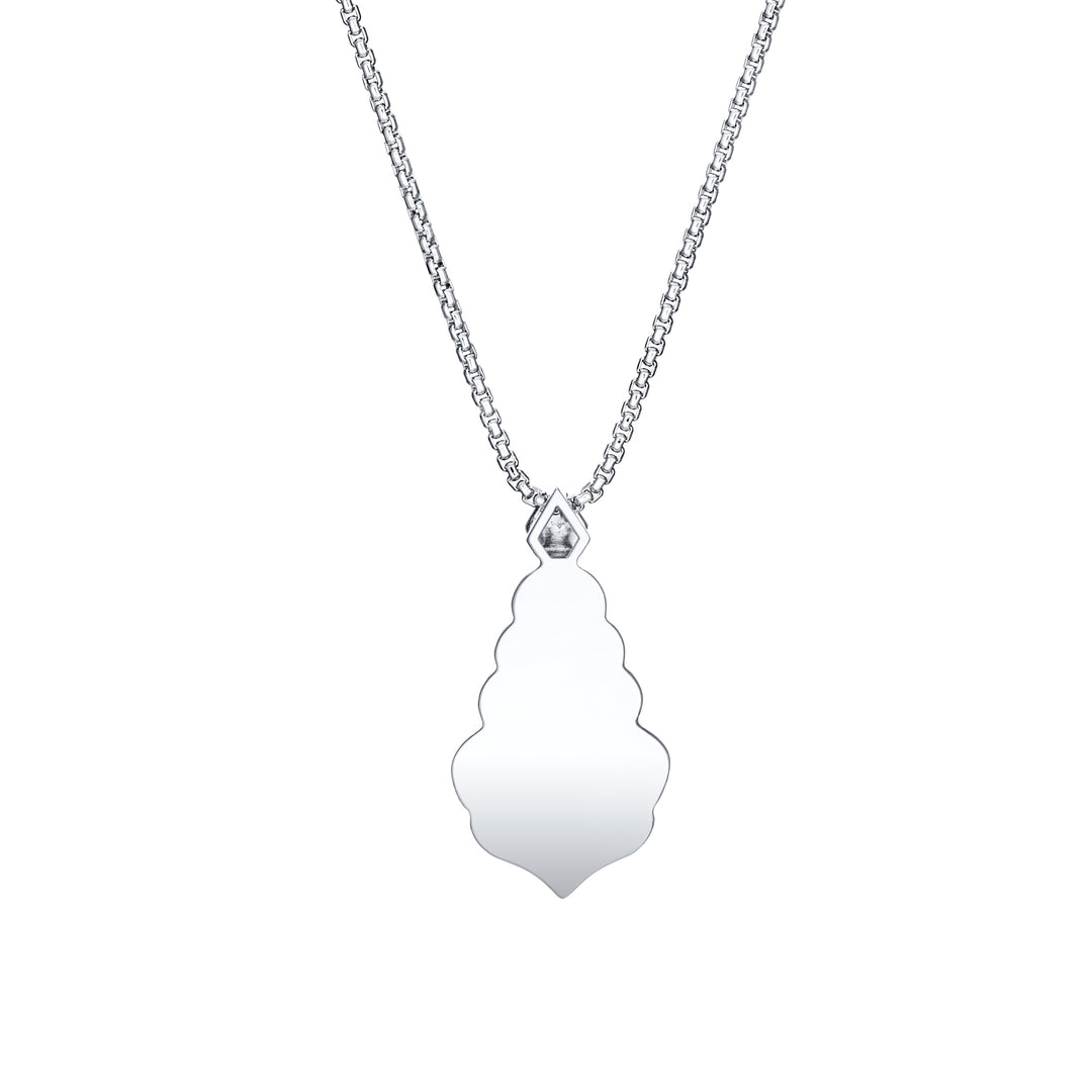 Scalloped Pear Diamond Cremation Necklace in 14K White Gold