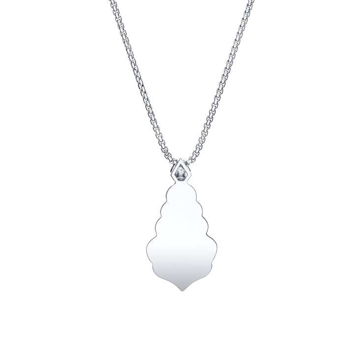 Scalloped Pear Diamond Cremation Necklace in 14K White Gold