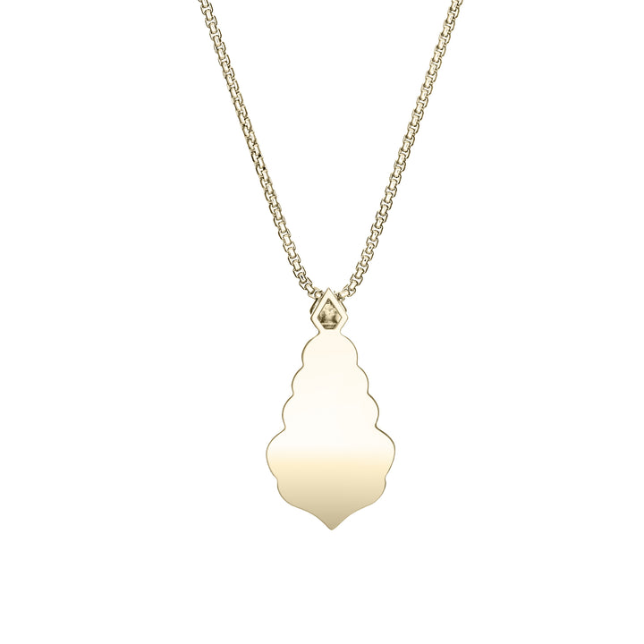 Scalloped Pear Diamond Cremation Necklace in 14K Yellow Gold