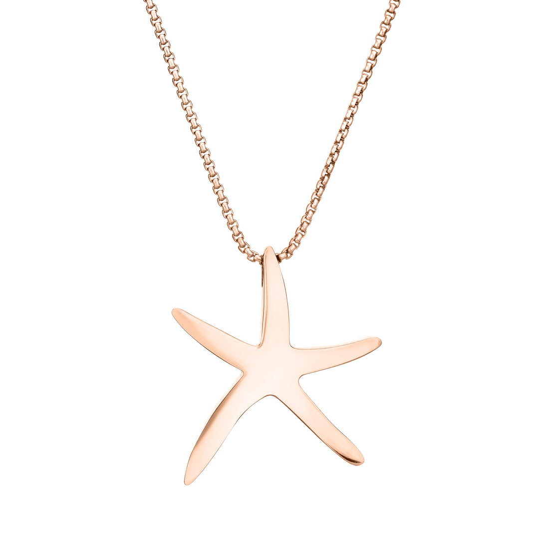 A close-up, back view of Close By Me's Sea Star Cremation Pendant in 14K Rose Gold against a solid white background.