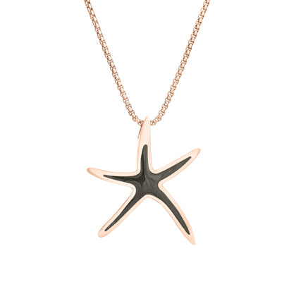 A close-up, front view of Close By Me's Sea Star Cremation Pendant in 14K Rose Gold against a solid white background.