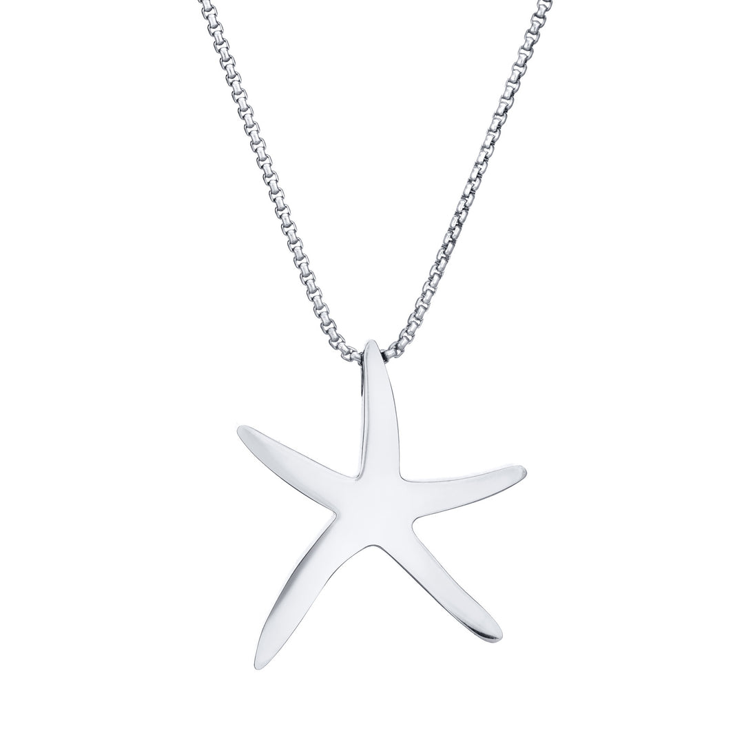 A close-up, back view of Close By Me's Sea Star Cremation Pendant in 14K White Gold against a solid white background.