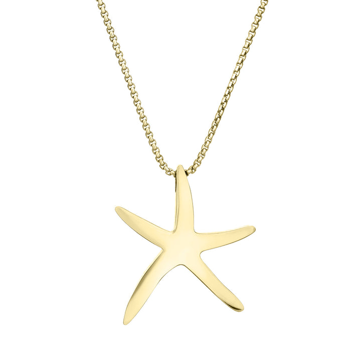 A close-up, back view of Close By Me's Sea Star Cremation Pendant in 14K Yellow Gold against a solid white background.