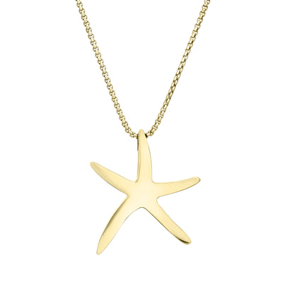 A close-up, back view of Close By Me's Sea Star Cremation Pendant in 14K Yellow Gold against a solid white background.