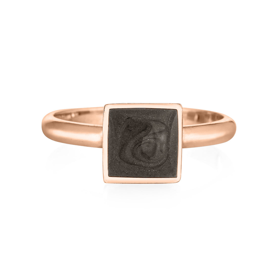 Signature Square Stackable Band Cremation Ring in 14K Rose Gold