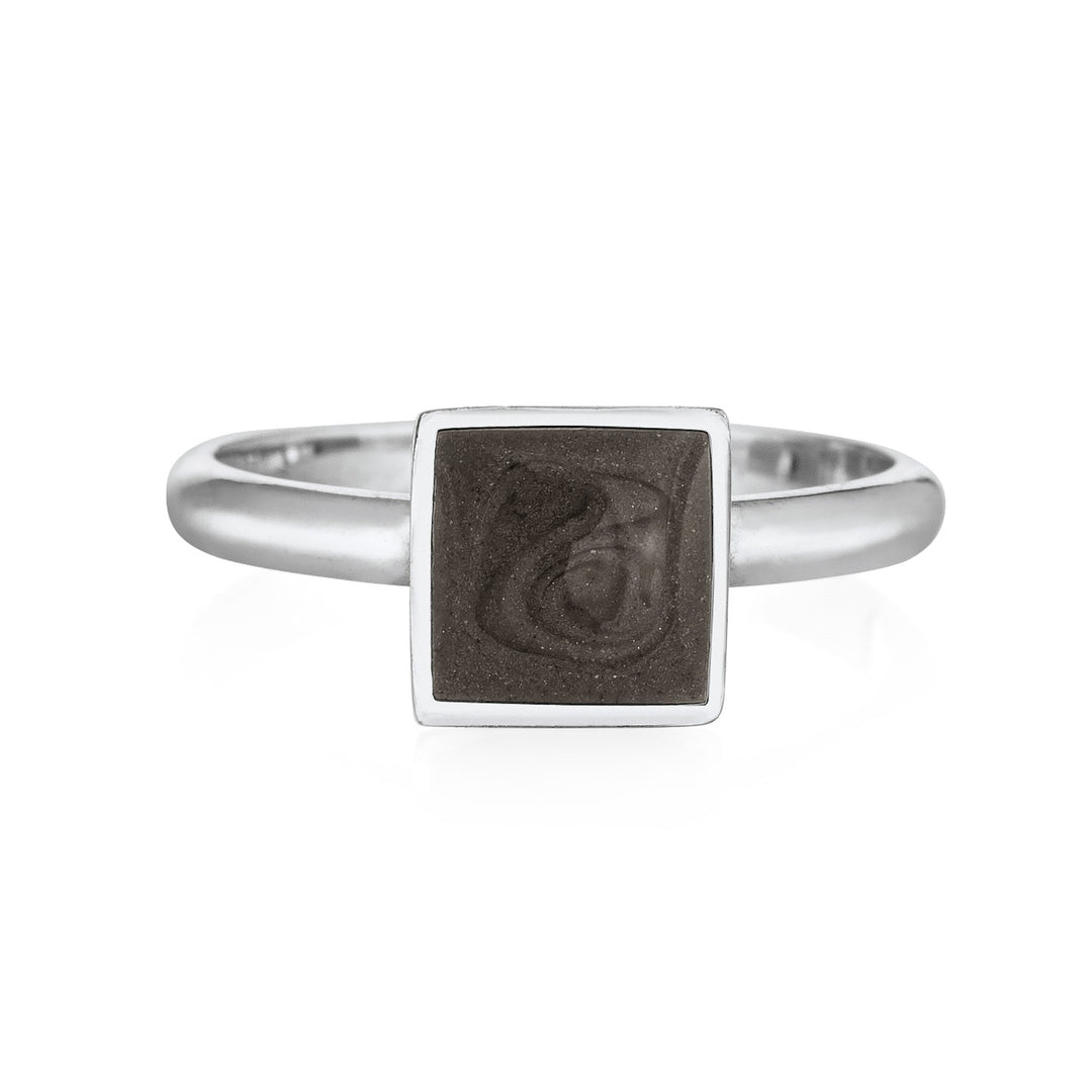 Signature Square Stackable Band Cremation Ring in 14K White Gold