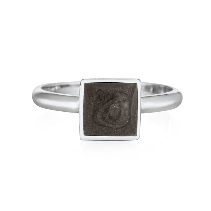 Signature Square Stackable Band Cremation Ring in 14K White Gold