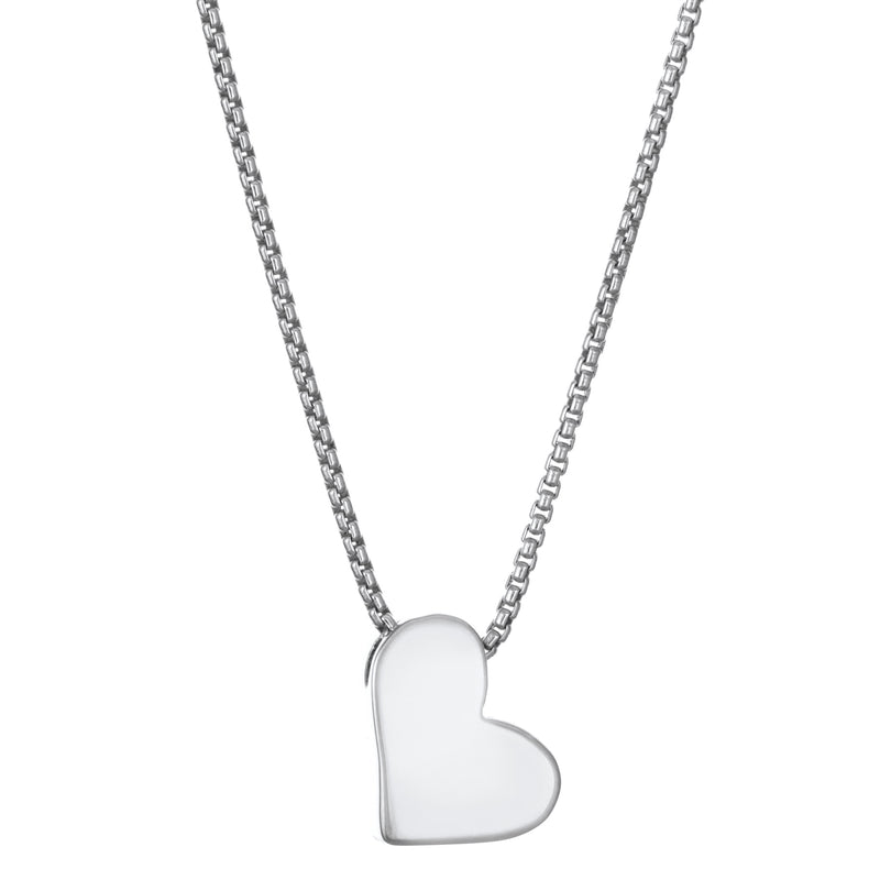 The Signature Sliding Heart Cremation Necklace in 14K White Gold and set with ashes by close by me jewelry from the back