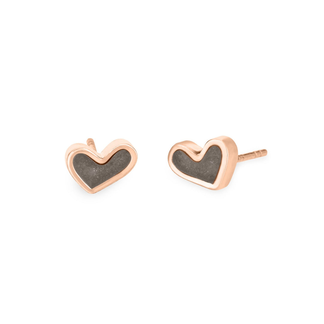 14k rose gold signature heart cremation stud earrings shown from the front
