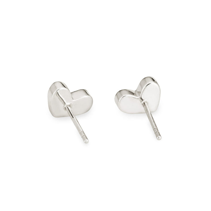 Signature heart stud cremation earrings in sterling silver shown from the back