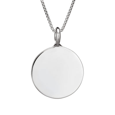 The sterling silver simple bail circle memorial necklace by close by me jewelry from the back