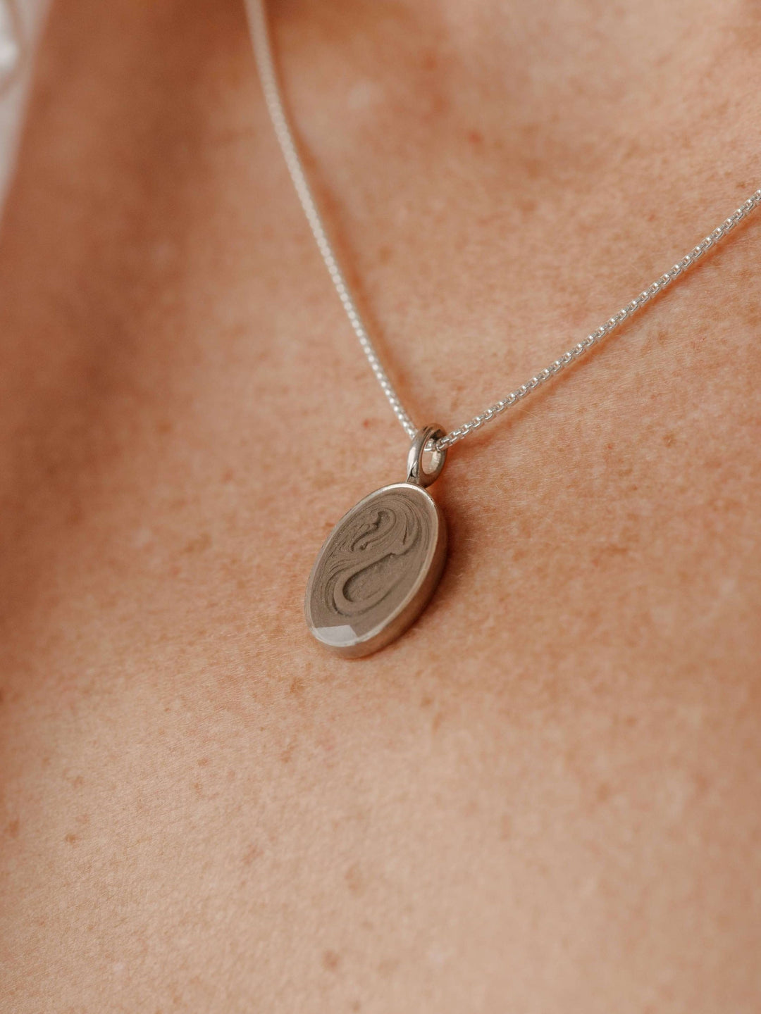 Simple Bail Oval Cremation Necklace in Sterling Silver