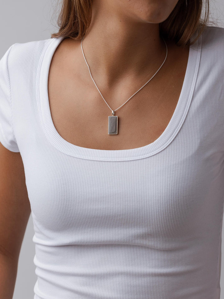 Simple Bail Rectangle Cremation Necklace in Sterling Silver