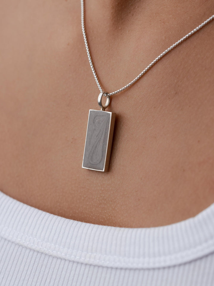 Simple Bail Rectangle Cremation Necklace in Sterling Silver