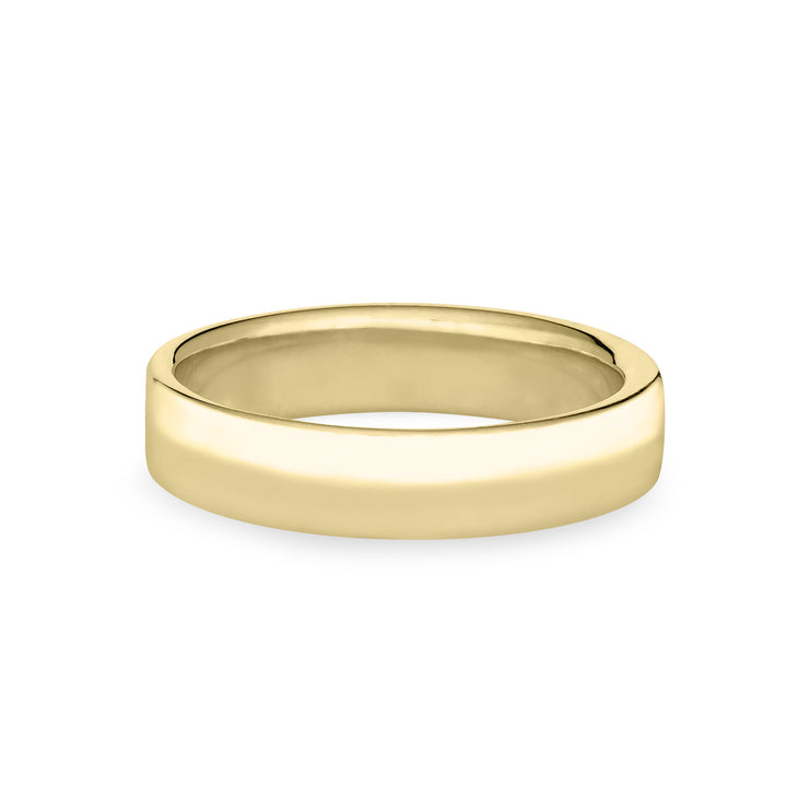 Back view of Close By Me's Men's Simple Band Cremation Ring in 14K Yellow Gold against a solid white background.