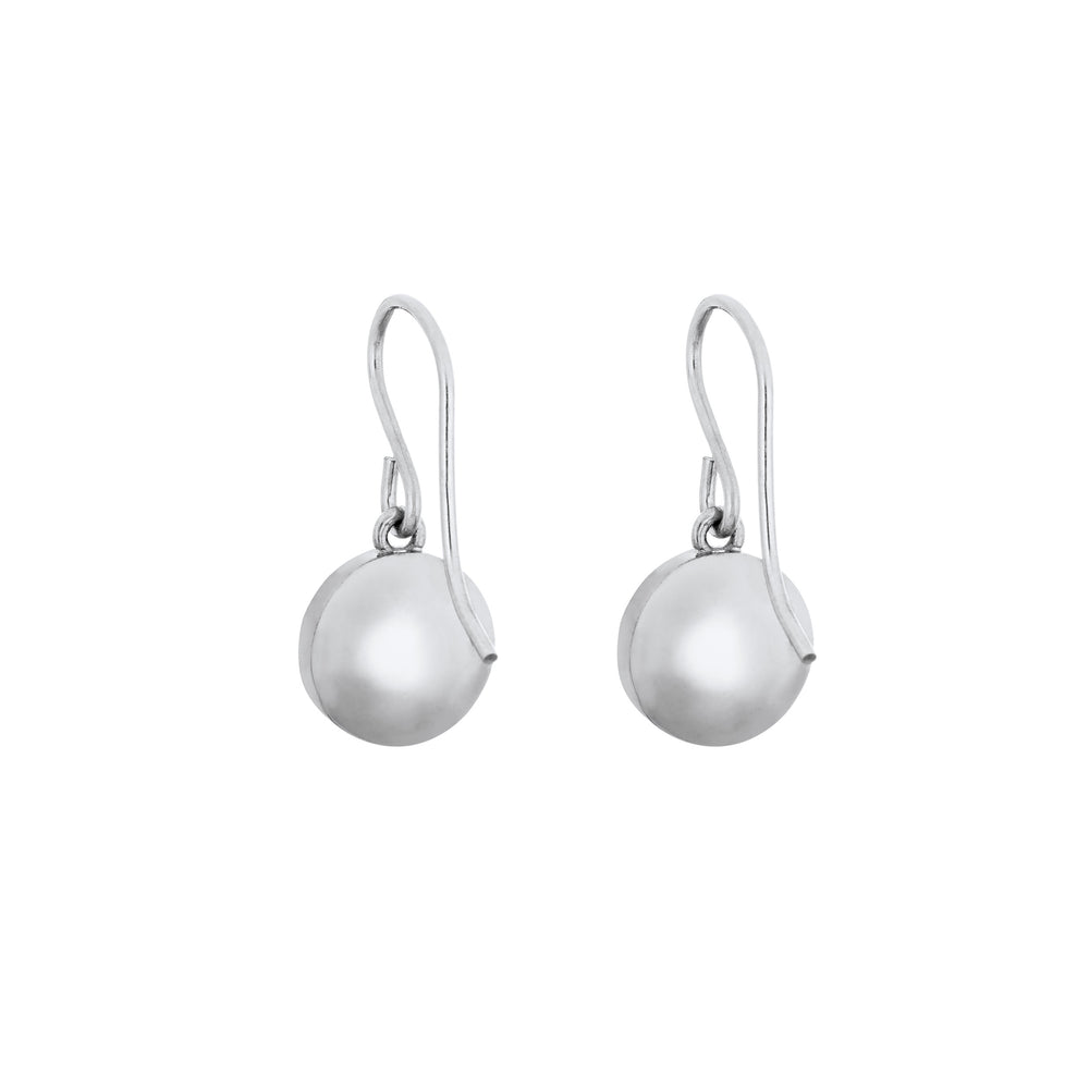 simple dome cremation earrings in 14k white gold shown from the back