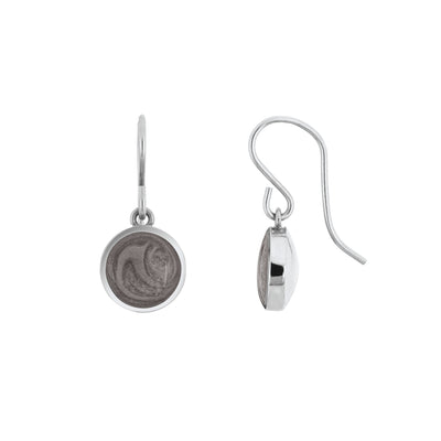simple dome cremation earrings in 14k white gold shown from the front