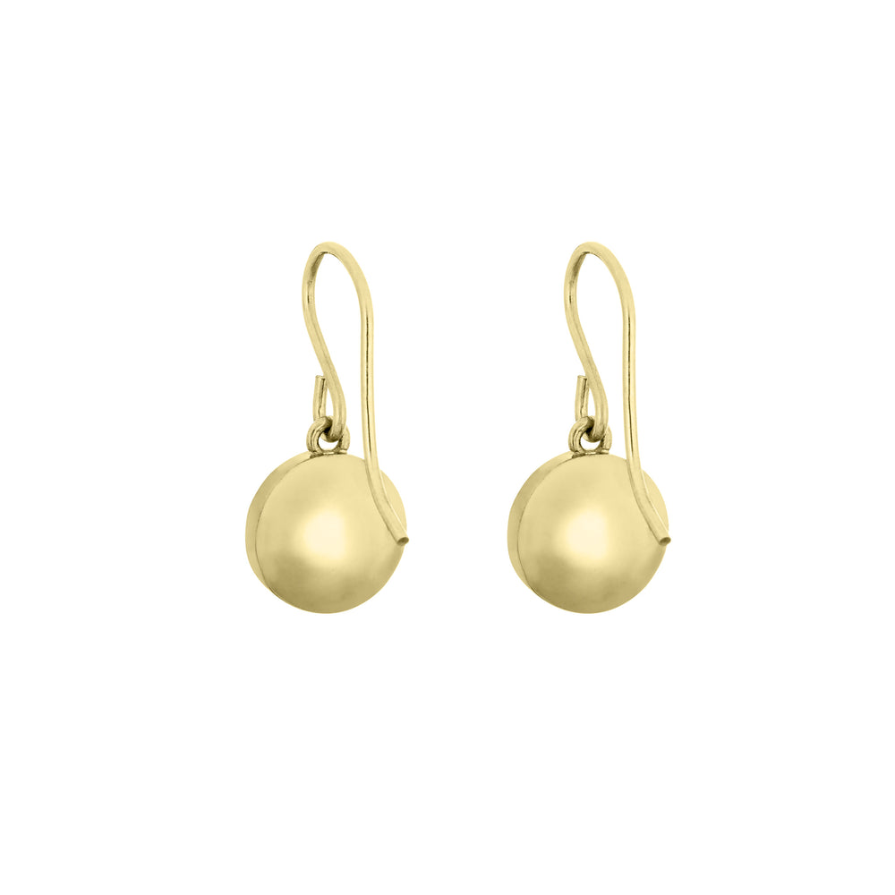 simple dome cremation earrings in 14k yellow gold shown from the back