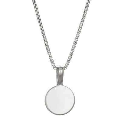 The Sterling Silver Single Setting Circle Ashes Necklace designed and set with cremains by close by me jewelry from the back