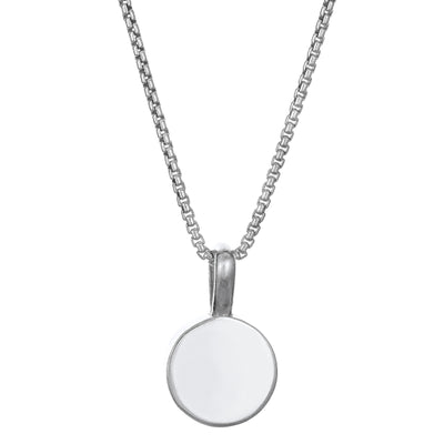 The 14K White Gold Single Setting Circle Cremains Pendant designed and set with cremains by close by me jewelry from the back