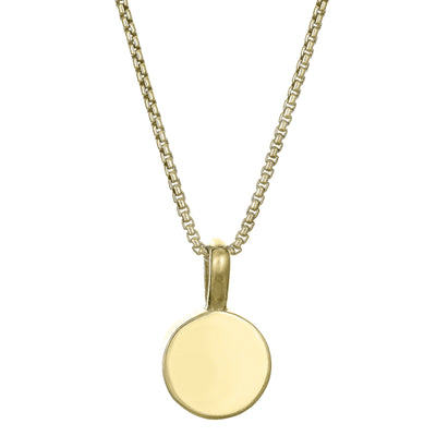 The 14K Yellow Gold Single Setting Circle Ashes Pendant designed and set with cremains by close by me jewelry from the back