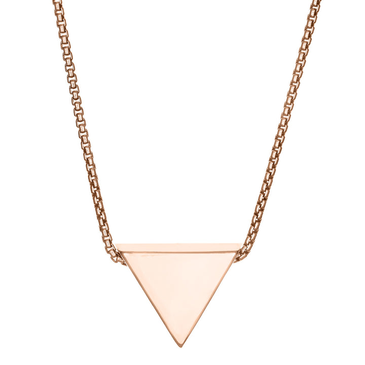 close by me jewelry's 14K Rose Gold Sliding Triangle Cremains Necklace from the back