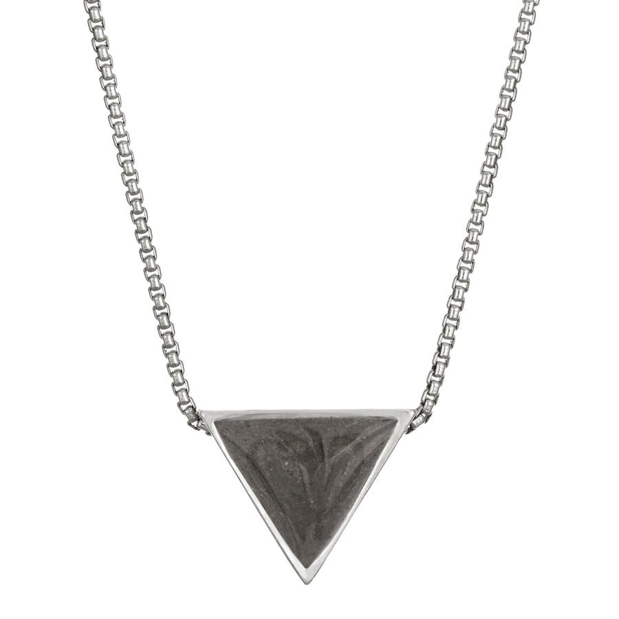 close by me jewelry's Sterling Silver Sliding Triangle Pendant with cremated remains from the front