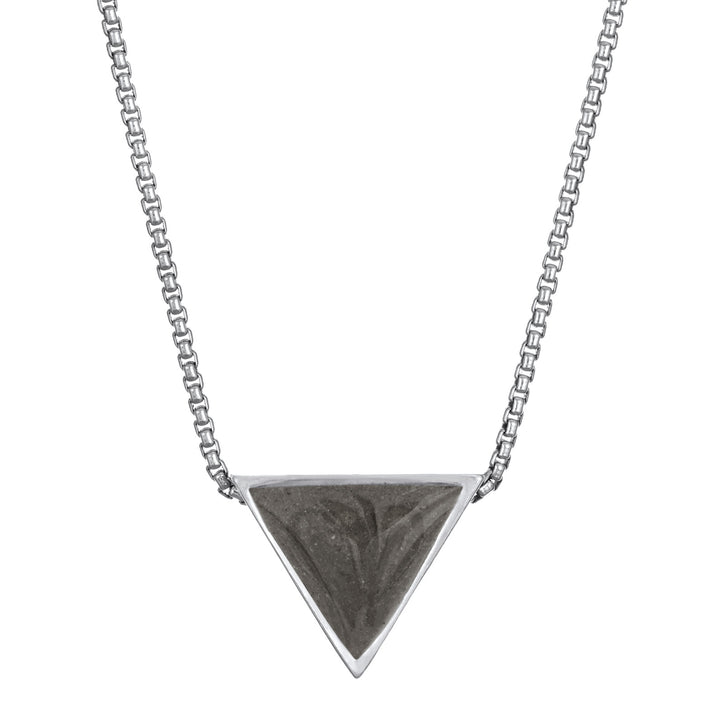 close by me jewelry's 14K White Gold Sliding Triangle Cremation Pendant from the front