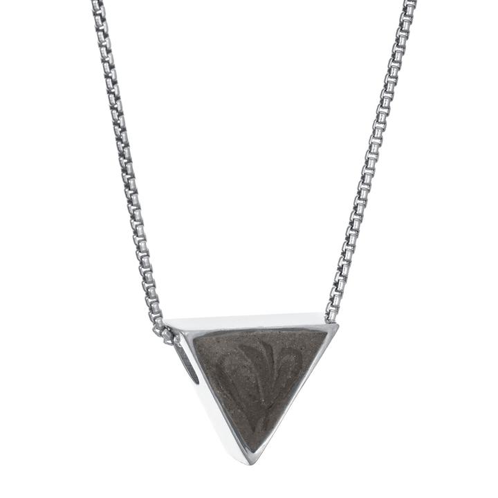 close by me jewelry's 14K White Gold Sliding Triangle Cremation Pendant from the side