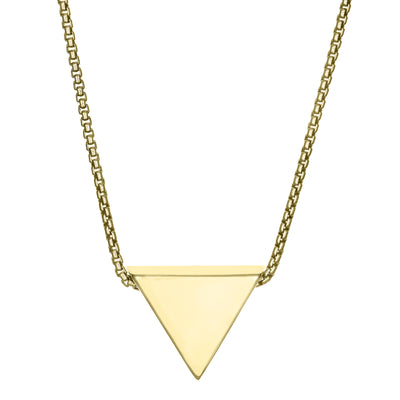 close by me jewelry's 14K Yellow Gold Sliding Triangle Pendant with cremains from the back