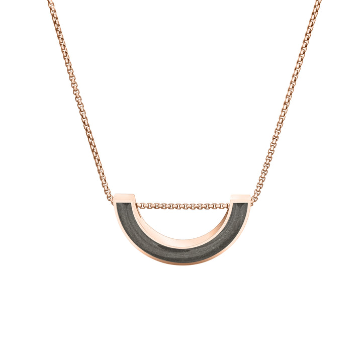 close by me jewelry's sliding "u"-shaped memorial pendant in 14k rose gold from the front