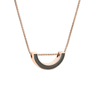 close by me jewelry's sliding "u"-shaped memorial pendant in 14k rose gold from an angle