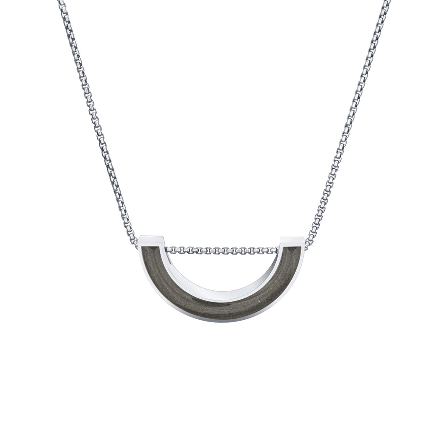 close by me jewelry's sliding "u"-shaped cremated remains pendant in 14k white gold from the front