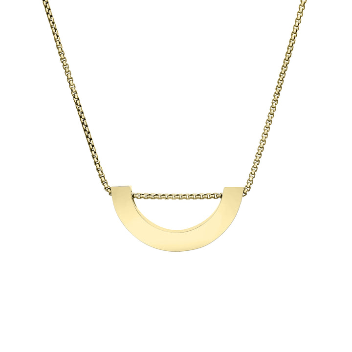 close by me jewelry's sliding "u"-shaped pendant with ashes in 14k yellow gold from the back
