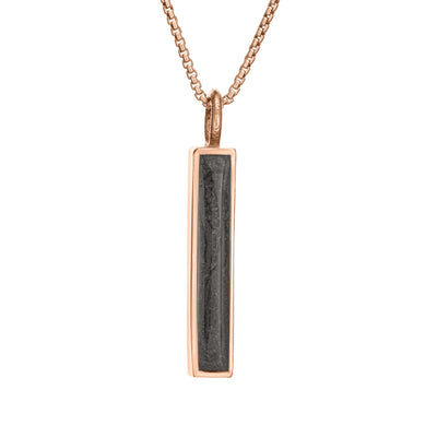 close by me jewelry's 14k rose gold small bar ashes pendant from the front