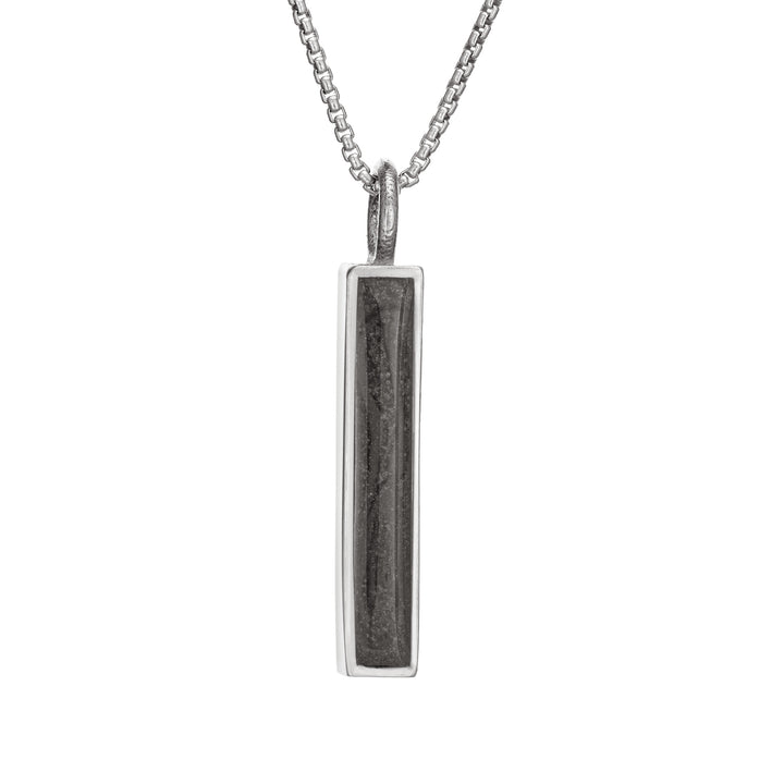close by me jewelry's sterling silver small bar memorial pendant from the front