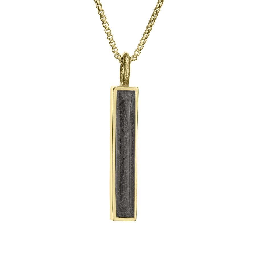close by me jewelry's 14k yellow gold small bar memorial pendant from the front
