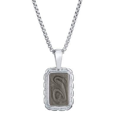 The 14K White Gold Small Cable Memorial Necklace designed by close by me from the front