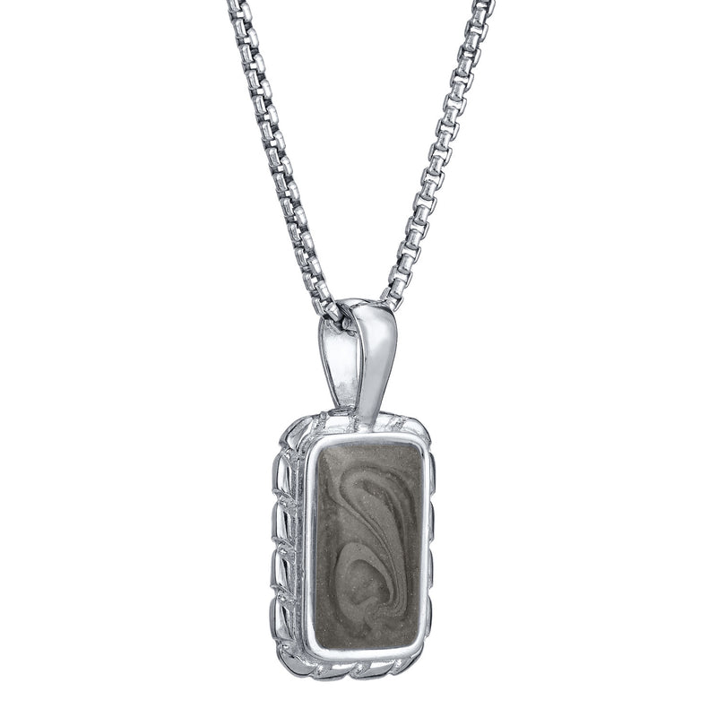 The 14K White Gold Small Cable Memorial Necklace designed by close by me from the side
