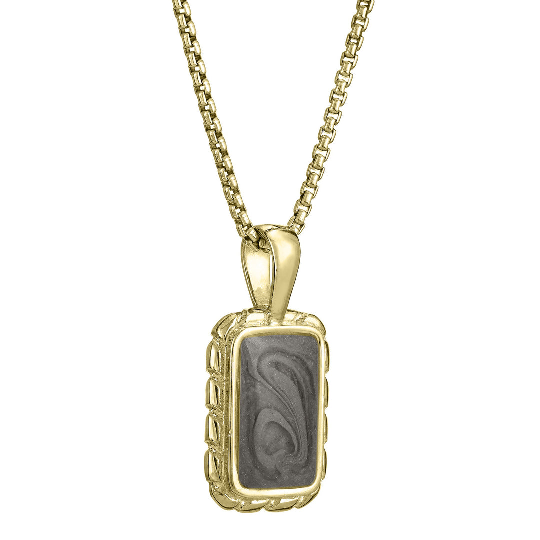 The 14K Yellow Gold Small Cable Cremains Necklace designed by close by me from the side