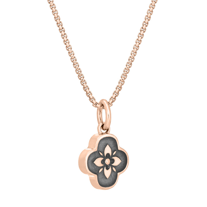 Clover Cremation Necklace in 14K Rose Gold