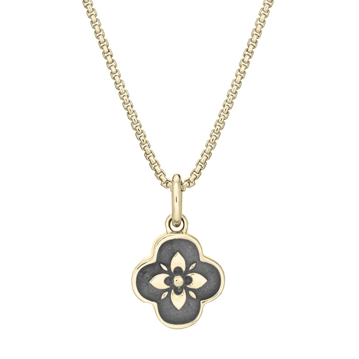 Clover Cremation Necklace in 14K Yellow Gold
