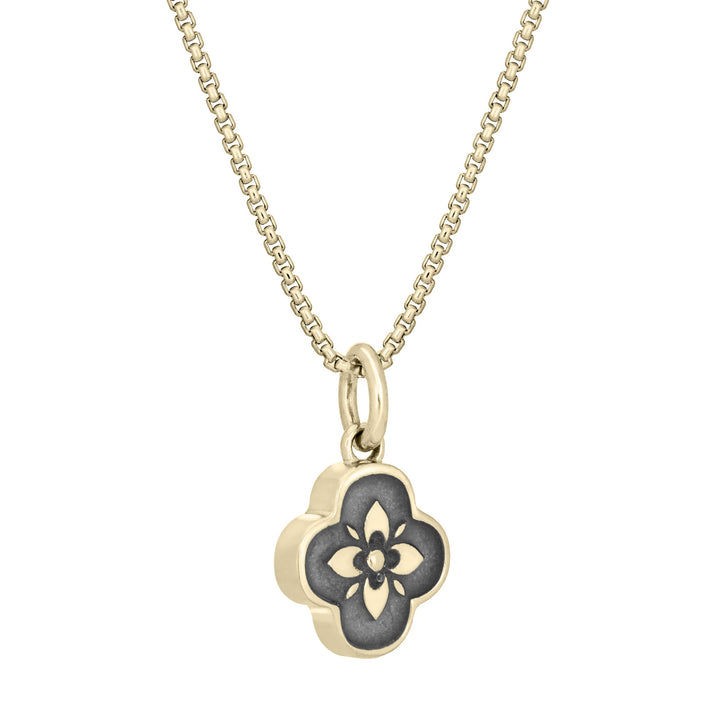 Clover Cremation Necklace in 14K Yellow Gold