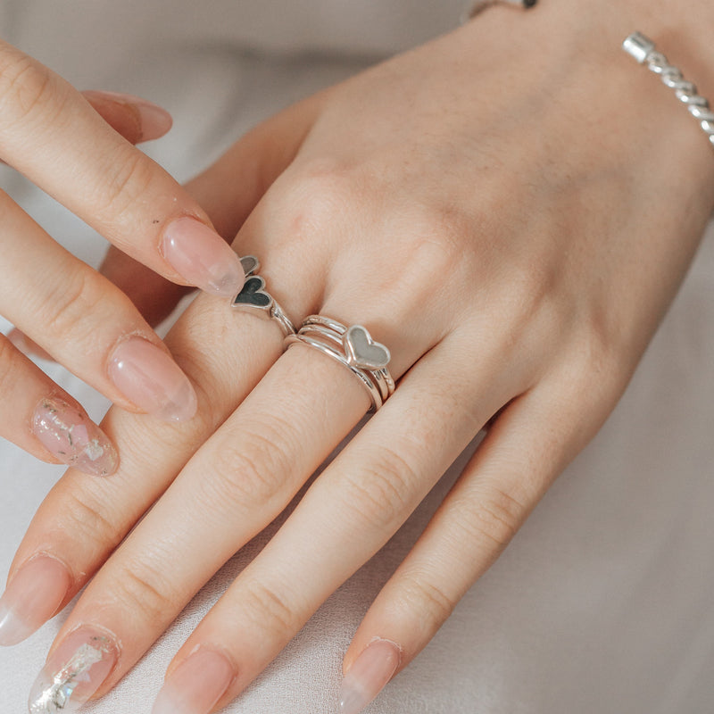 Small Heart Stacking Cremation Ring in Sterling Silver