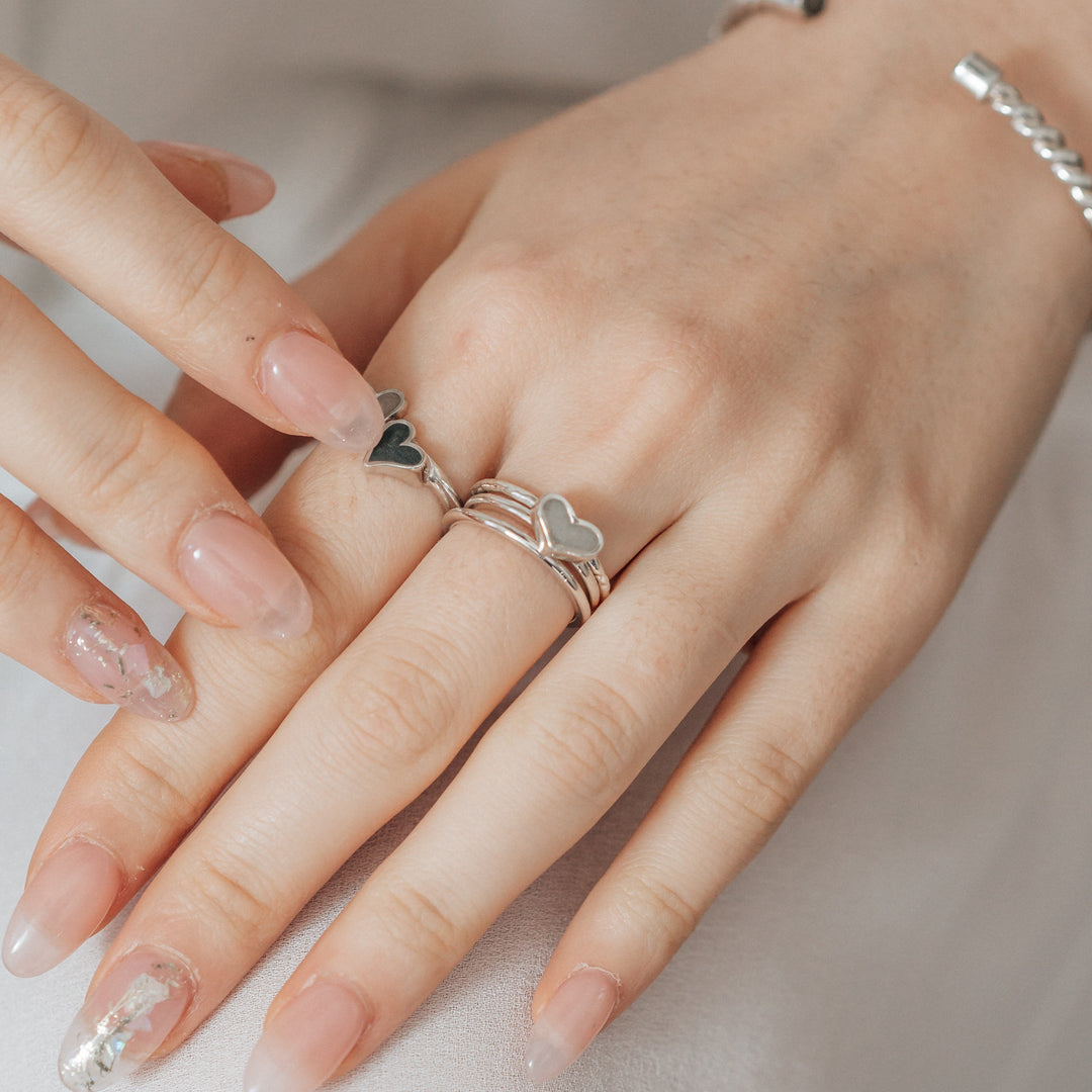 Small Heart Stacking Cremation Ring in 14K White Gold