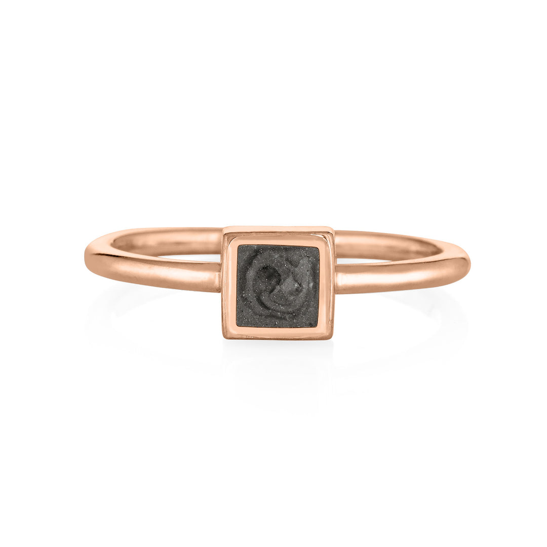 Small Square Stacking Cremation Ring in 14K Rose Gold