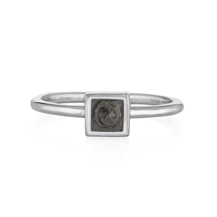 Small Square Stacking Cremation Ring in 14K White Gold