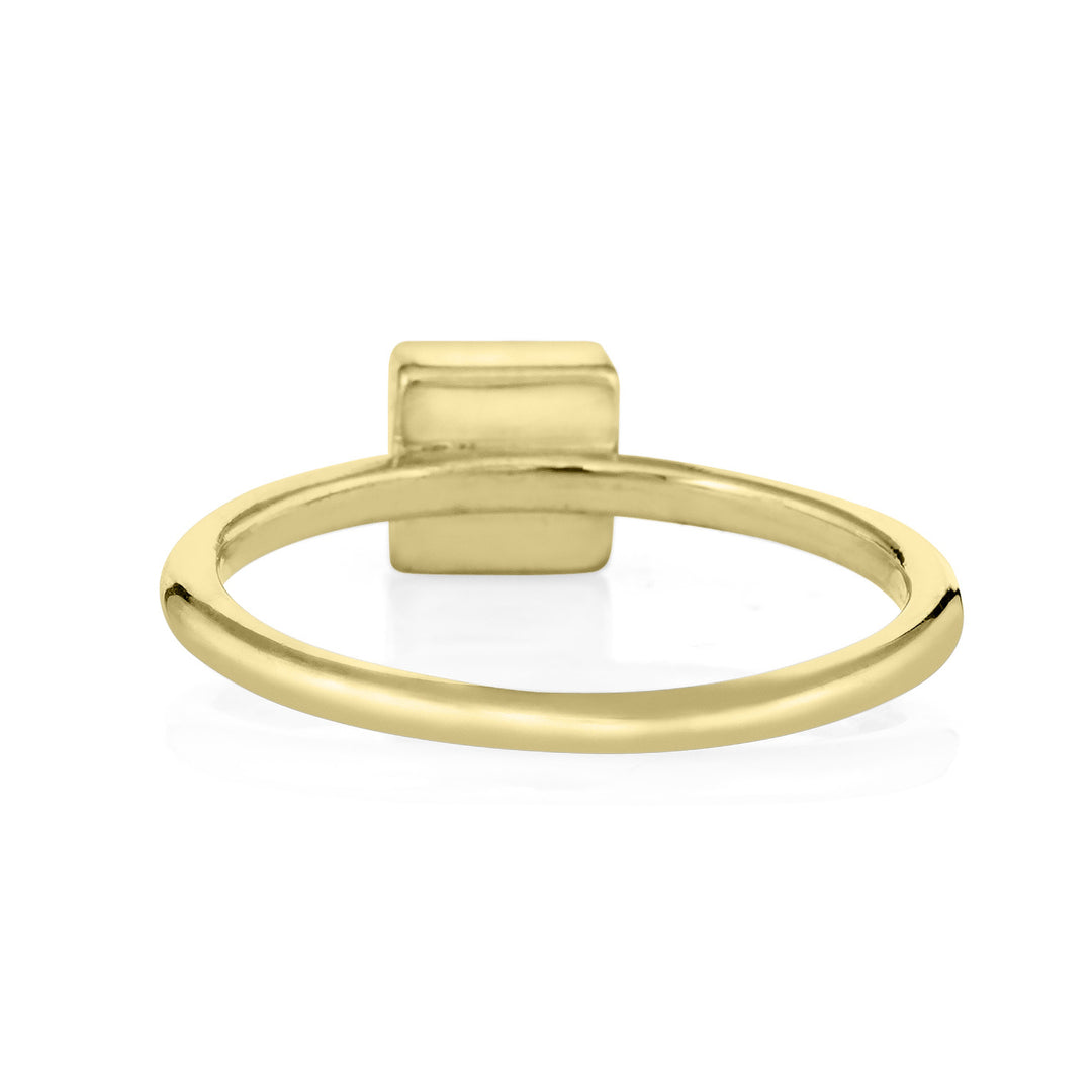 Small Square Stacking Cremation Ring in 14K Yellow Gold