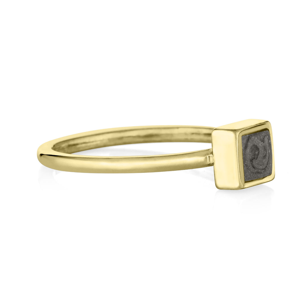 Small Square Stacking Cremation Ring in 14K Yellow Gold