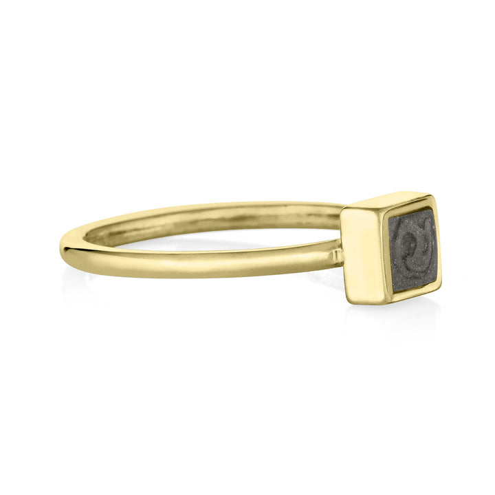 Small Square Stacking Cremation Ring in 14K Yellow Gold
